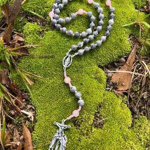 Handmade genuine Jasper and Rose Quartz Rosary